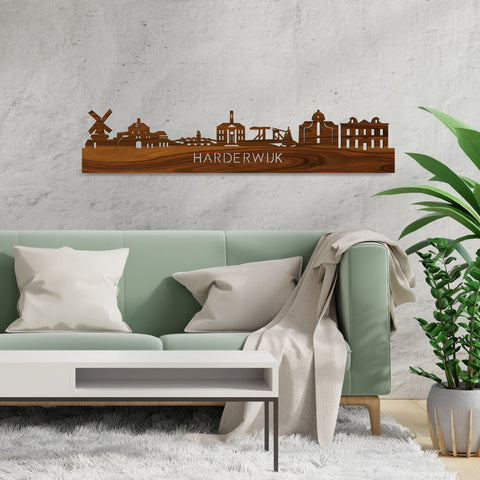 Skyline Harderwijk Palissander houten cadeau decoratie relatiegeschenk van WoodWideCities