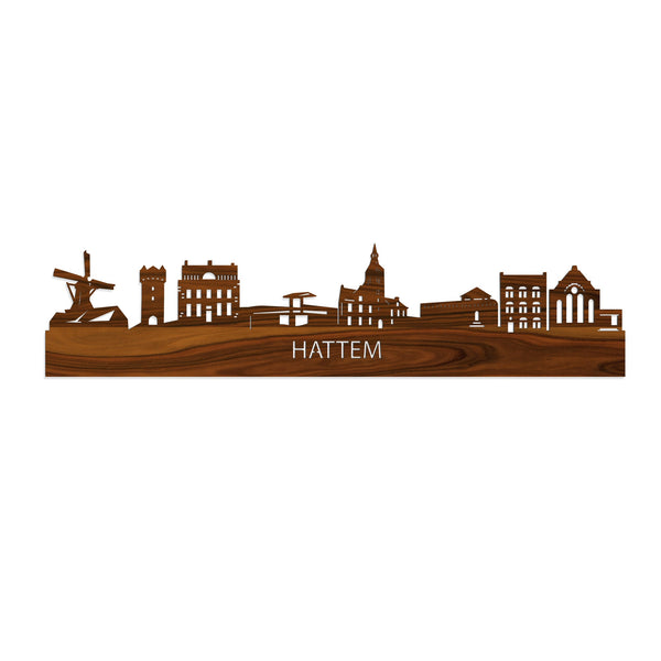 Skyline Hattem Palissander houten cadeau decoratie relatiegeschenk van WoodWideCities