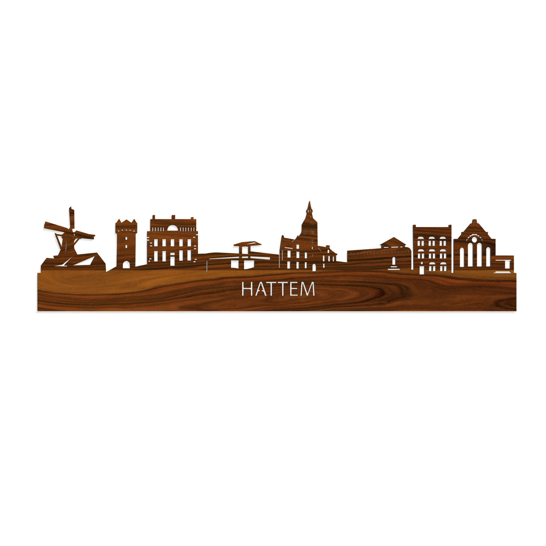 Skyline Hattem Palissander houten cadeau decoratie relatiegeschenk van WoodWideCities