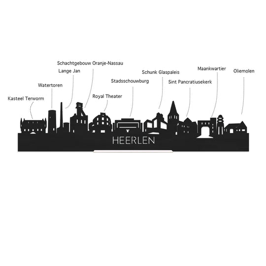Skyline Heerlen Zwart houten cadeau decoratie relatiegeschenk van WoodWideCities