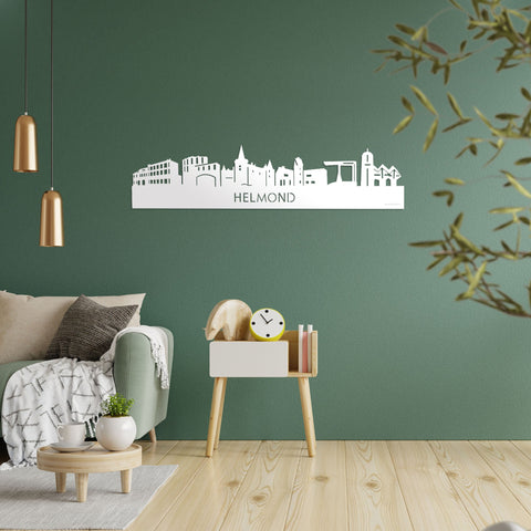 Skyline Helmond Wit glanzend gerecycled kunststof cadeau decoratie relatiegeschenk van WoodWideCities