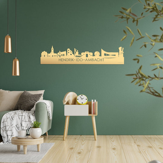 Skyline Hendrik-Ido-Ambacht Metallic Goud gerecycled kunststof cadeau decoratie relatiegeschenk van WoodWideCities
