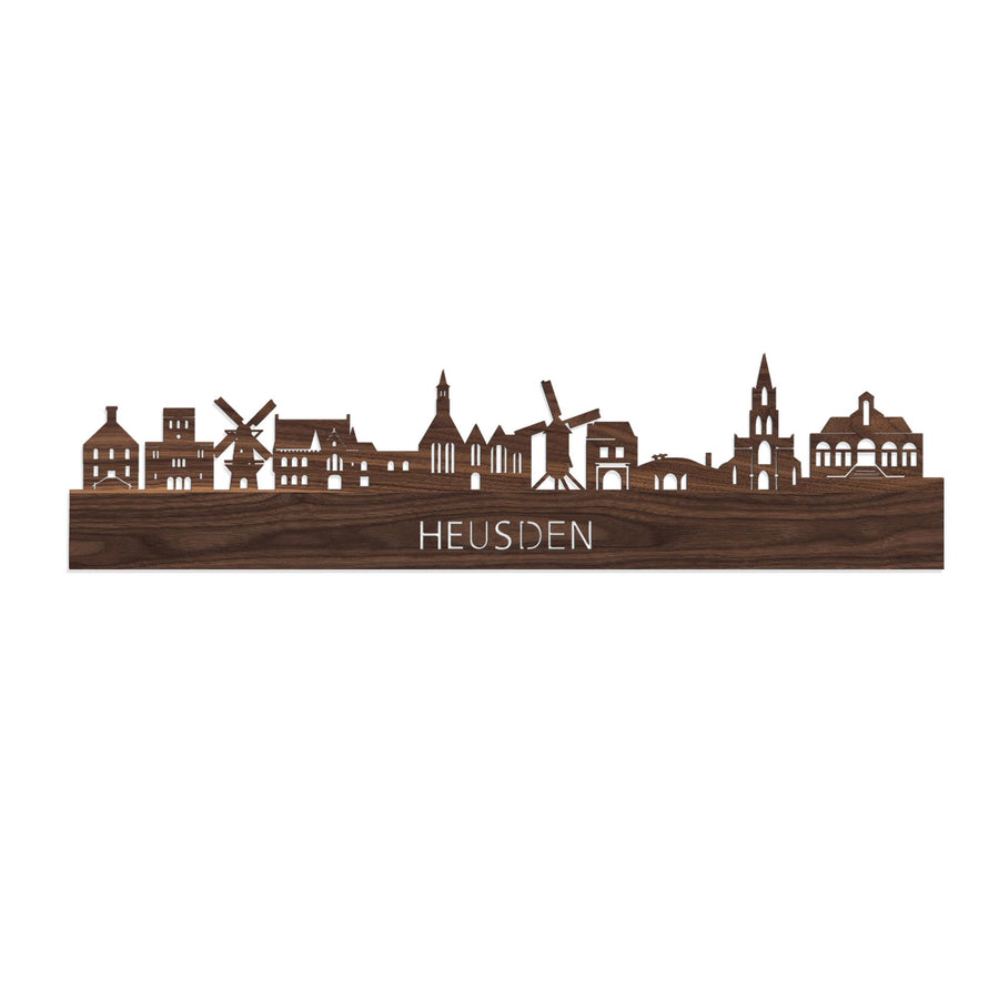 Skyline Heusden Noten houten cadeau decoratie relatiegeschenk van WoodWideCities