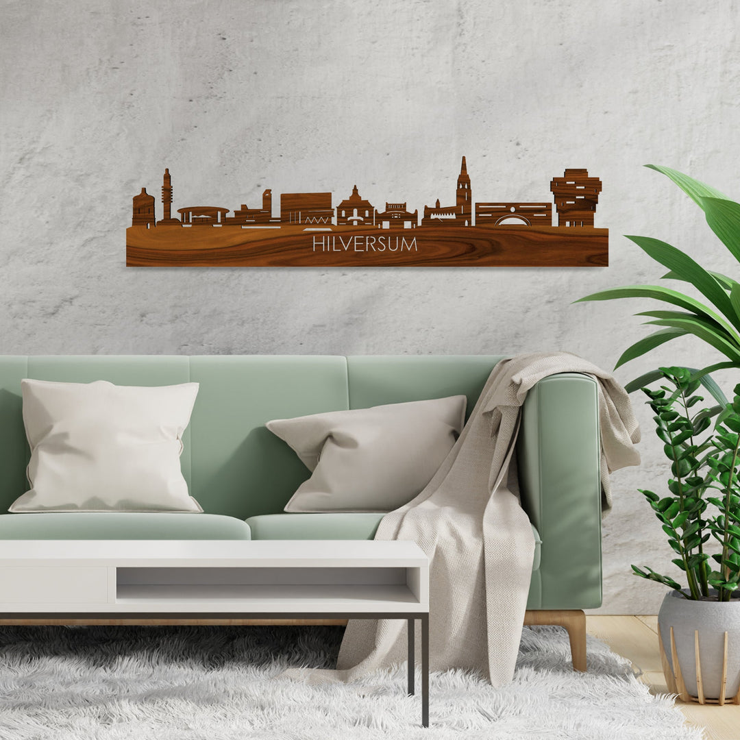 Skyline Hilversum Palissander houten cadeau decoratie relatiegeschenk van WoodWideCities
