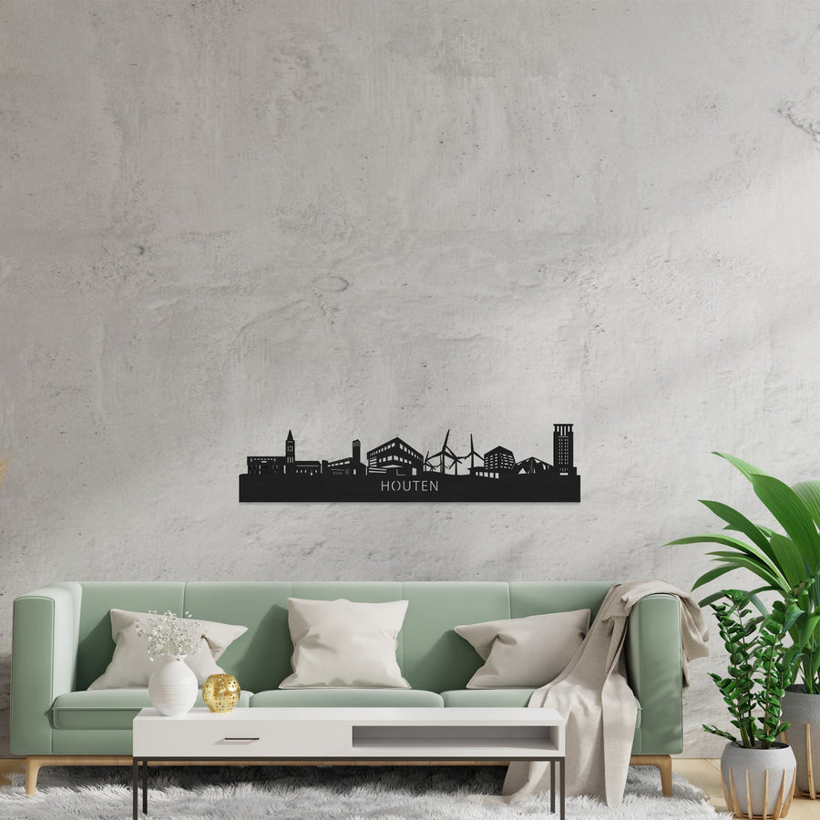 Skyline Houten Zwart houten cadeau decoratie relatiegeschenk van WoodWideCities