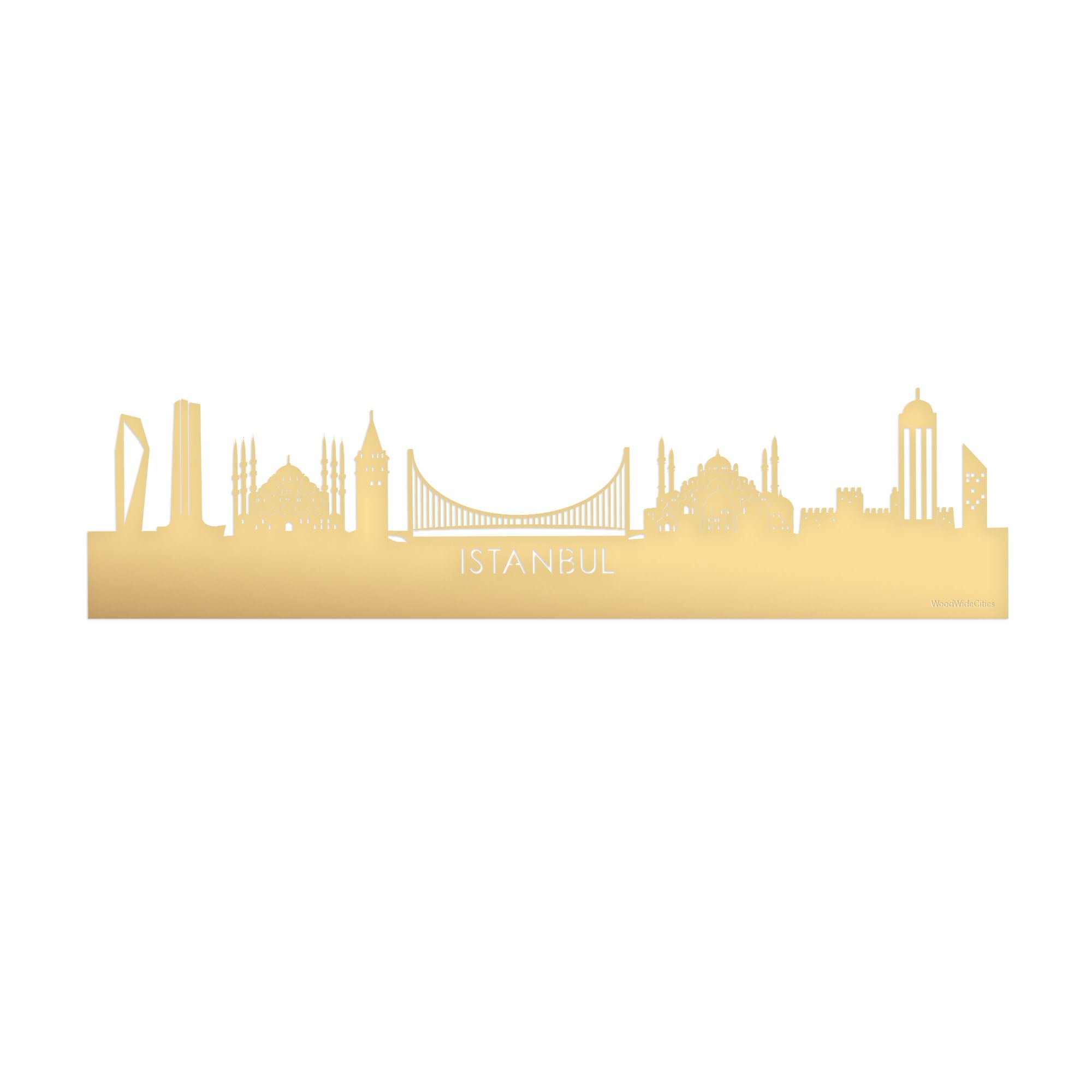 Skyline Istanbul Metallic Goud gerecycled kunststof cadeau decoratie relatiegeschenk van WoodWideCities