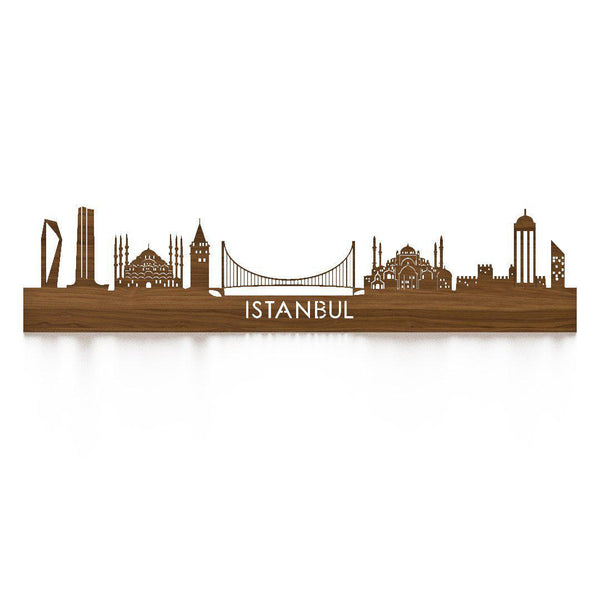 Skyline Istanbul Noten houten cadeau decoratie relatiegeschenk van WoodWideCities