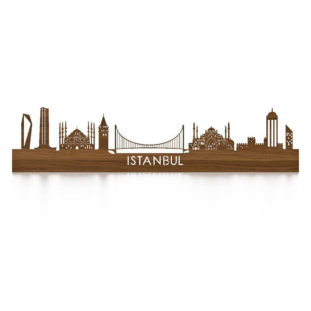 Skyline Istanbul Noten houten cadeau decoratie relatiegeschenk van WoodWideCities