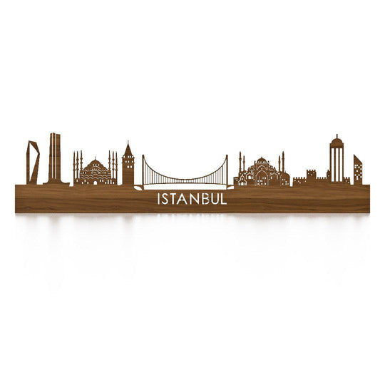 Skyline Istanbul Noten houten cadeau decoratie relatiegeschenk van WoodWideCities