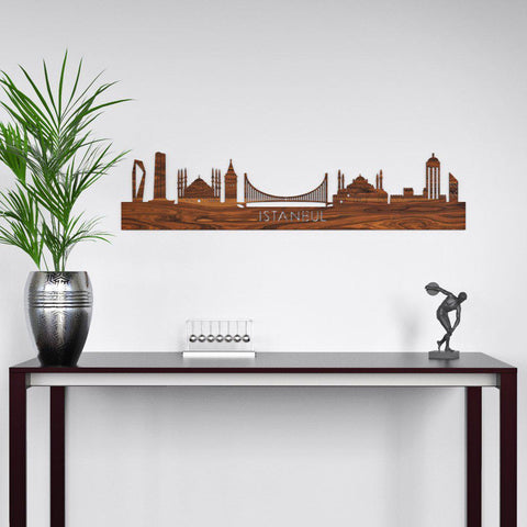 Skyline Istanbul Palissander houten cadeau decoratie relatiegeschenk van WoodWideCities