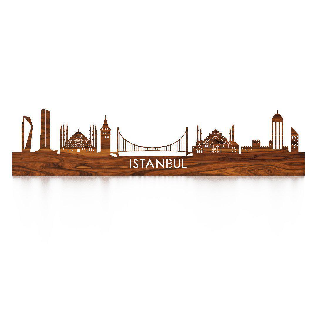 Skyline Istanbul Palissander houten cadeau decoratie relatiegeschenk van WoodWideCities