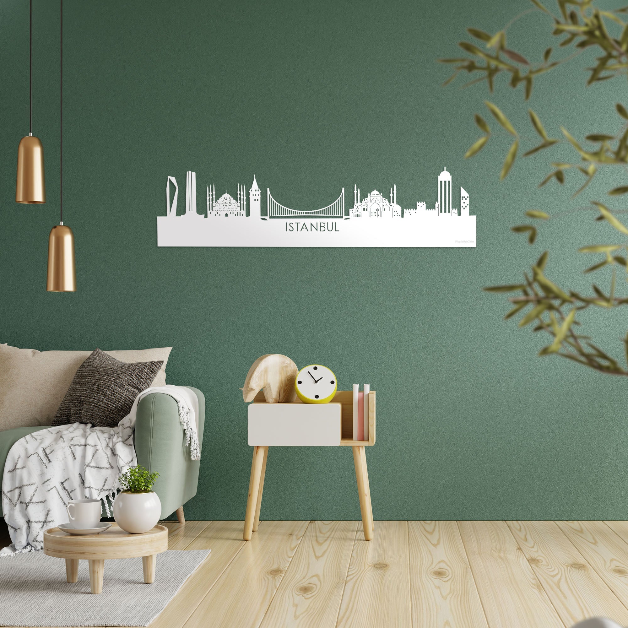 Skyline Istanbul Wit glanzend gerecycled kunststof cadeau decoratie relatiegeschenk van WoodWideCities