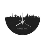 Skyline Klok Ameland Black Zwart  houten cadeau wanddecoratie relatiegeschenk van WoodWideCities