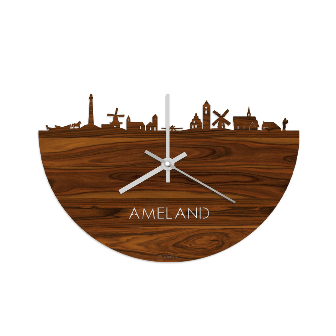 Skyline Klok Ameland Palissander Palissander  houten cadeau wanddecoratie relatiegeschenk van WoodWideCities