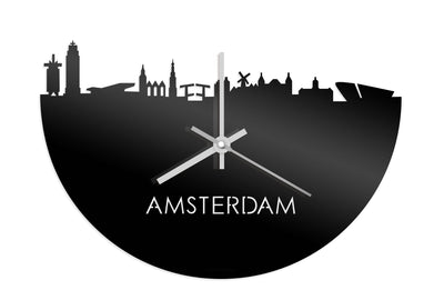 Skyline Klok Amsterdam Zwart Glanzend