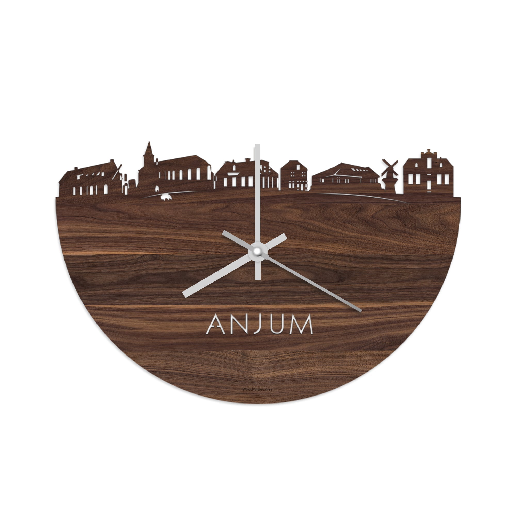 Skyline Klok Anjum Noten houten cadeau wanddecoratie relatiegeschenk van WoodWideCities