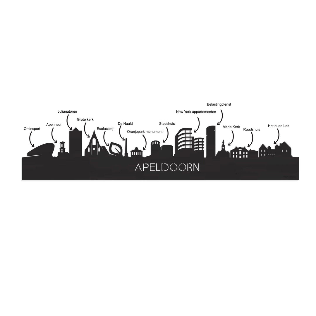 Skyline Klok Apeldoorn Metallic Goud gerecycled kunststof cadeau wanddecoratie relatiegeschenk van WoodWideCities