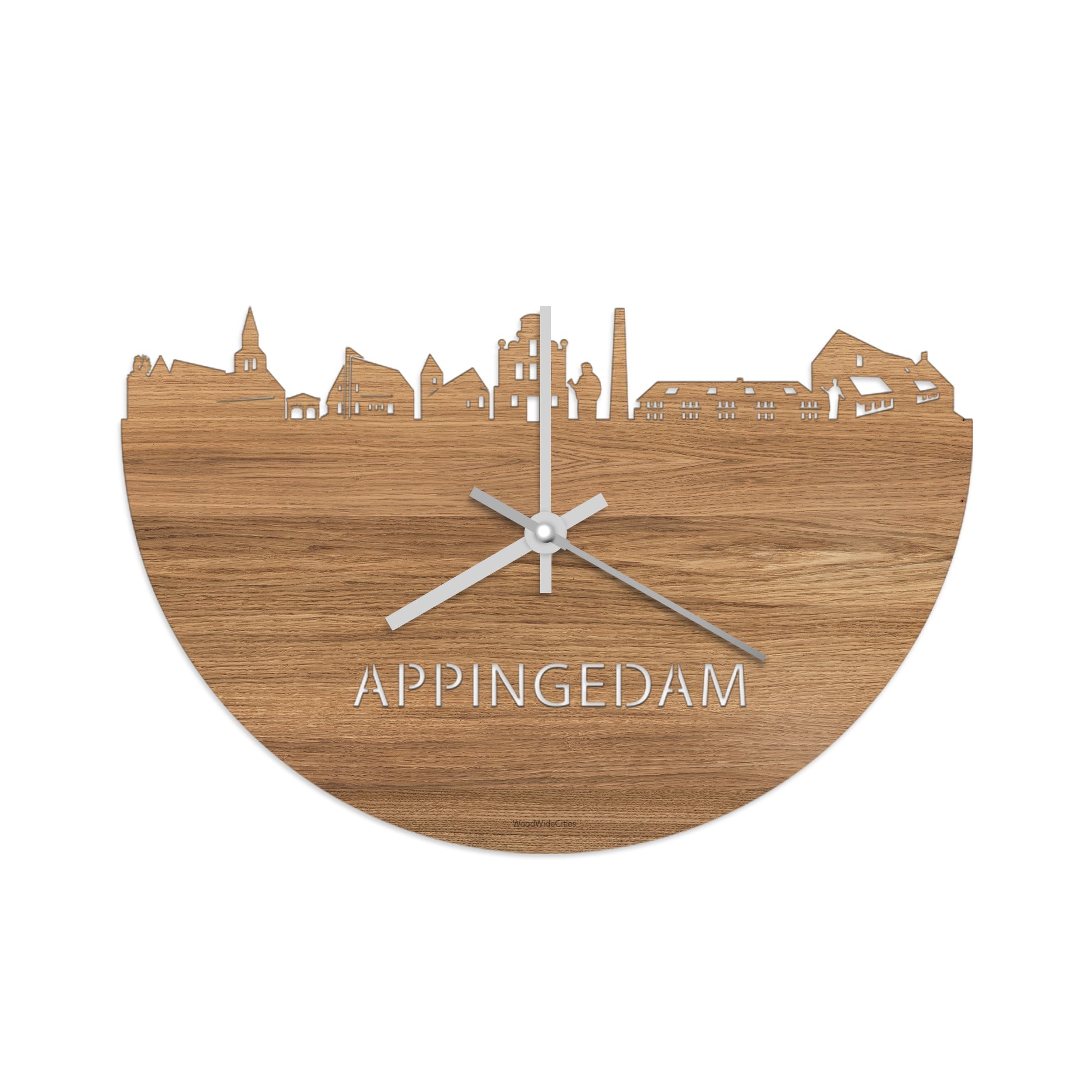 Skyline Klok Appingedam Eiken houten cadeau decoratie relatiegeschenk van WoodWideCities