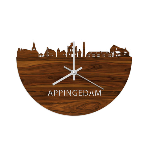 Skyline Klok Appingedam Palissander houten cadeau wanddecoratie relatiegeschenk van WoodWideCities