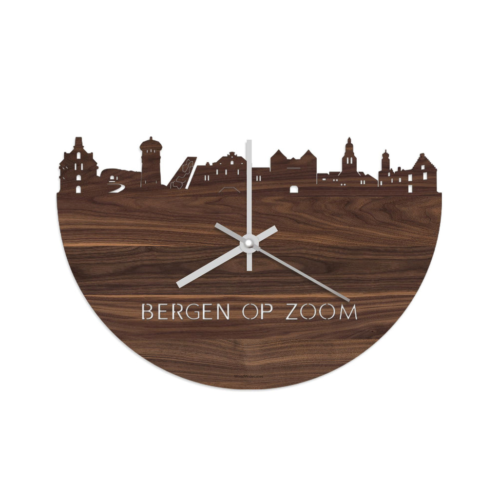 Skyline Klok Bergen op Zoom Noten Noten  houten cadeau wanddecoratie relatiegeschenk van WoodWideCities