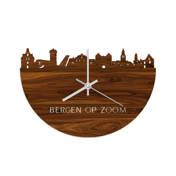Skyline Klok Bergen op Zoom Palissander Palissander  houten cadeau wanddecoratie relatiegeschenk van WoodWideCities