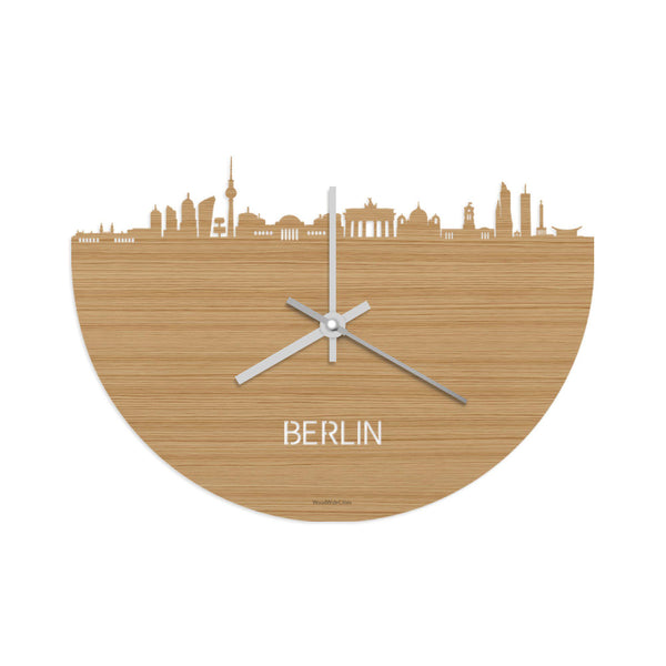 Skyline Klok Berlijn Bamboe houten cadeau wanddecoratie relatiegeschenk van WoodWideCities