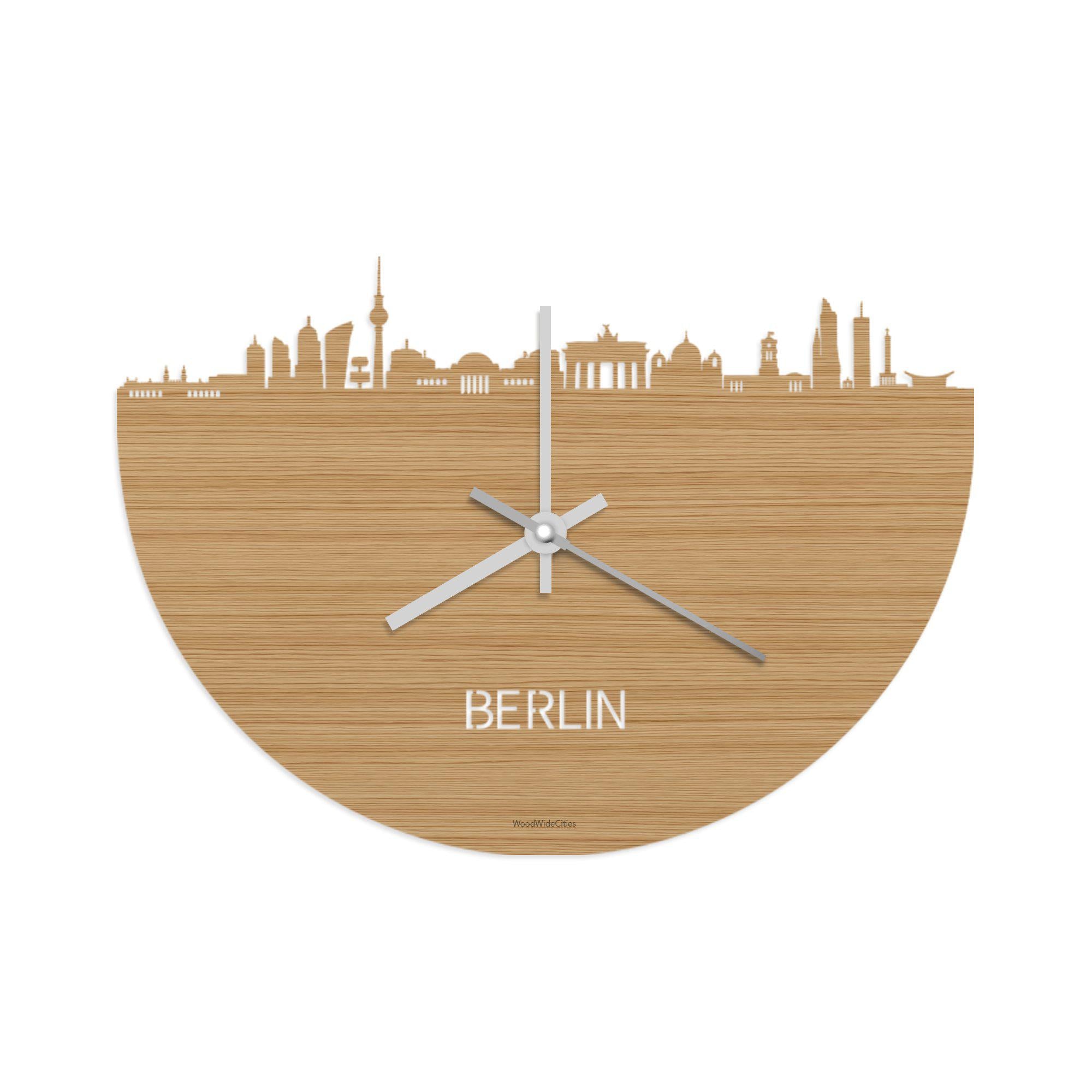 Skyline Klok Berlijn Bamboe houten cadeau wanddecoratie relatiegeschenk van WoodWideCities