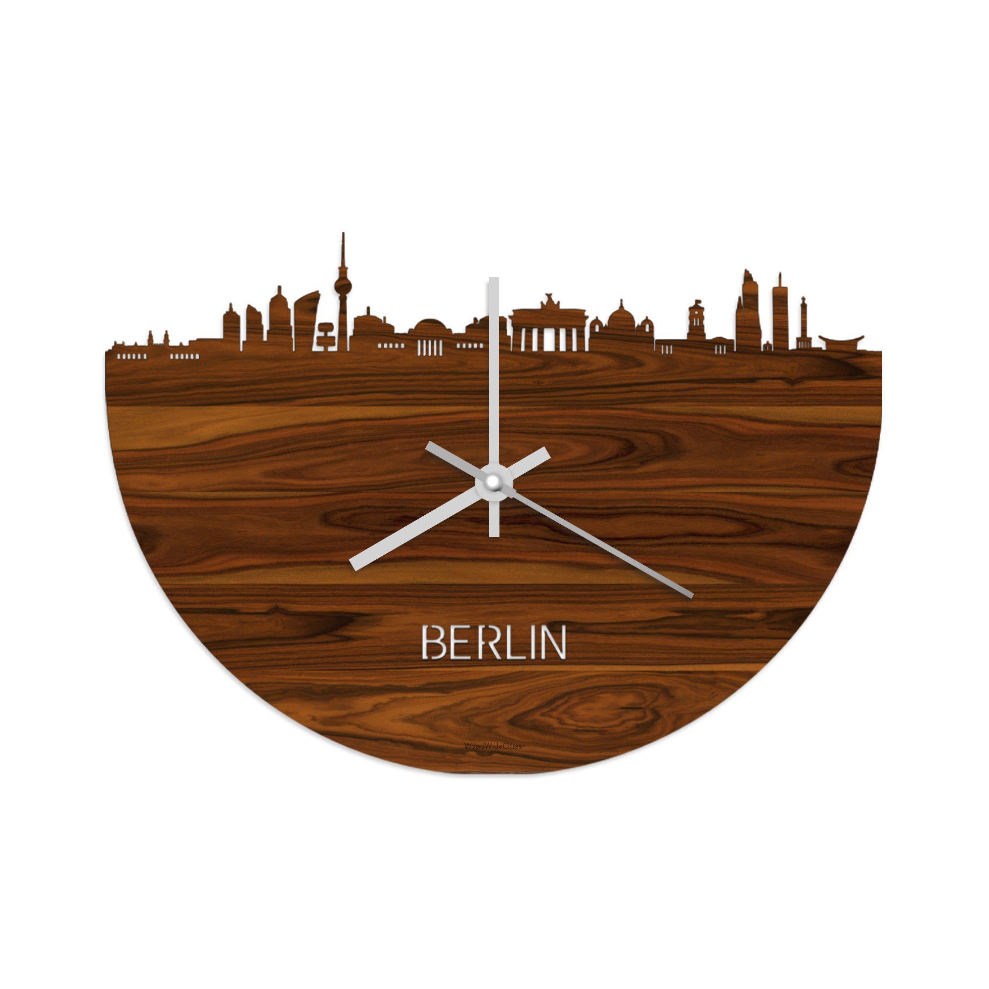 Skyline Klok Berlijn Palissander houten cadeau decoratie relatiegeschenk van WoodWideCities