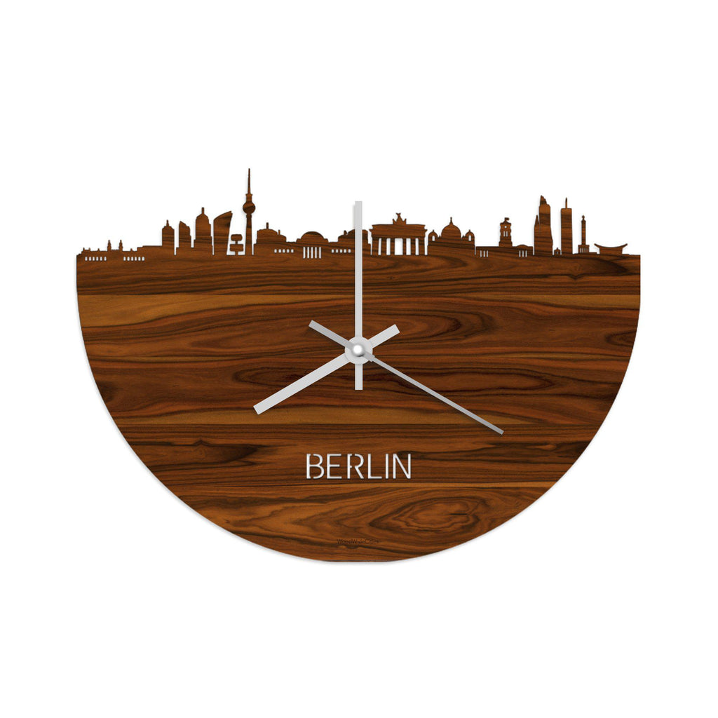 Skyline Klok Berlijn Palissander houten cadeau wanddecoratie relatiegeschenk van WoodWideCities