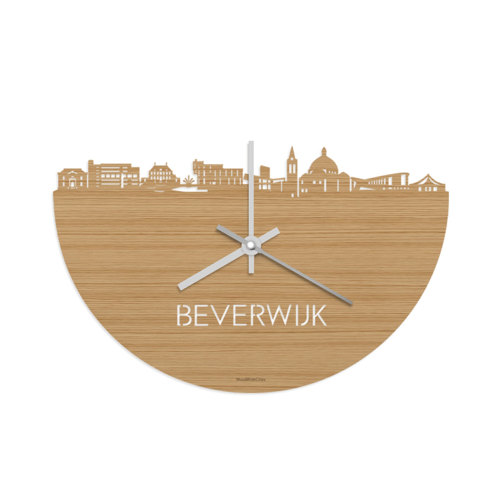 Skyline Klok Beverwijk Bamboe houten cadeau wanddecoratie relatiegeschenk van WoodWideCities