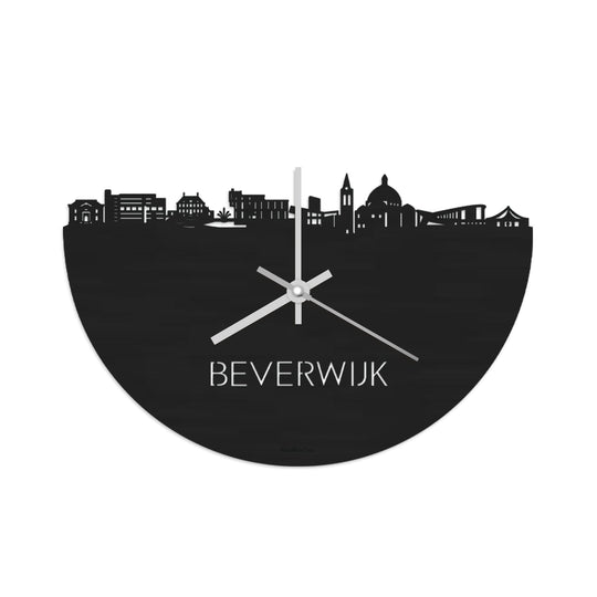 Skyline Klok Beverwijk Black Zwart houten cadeau wanddecoratie relatiegeschenk van WoodWideCities