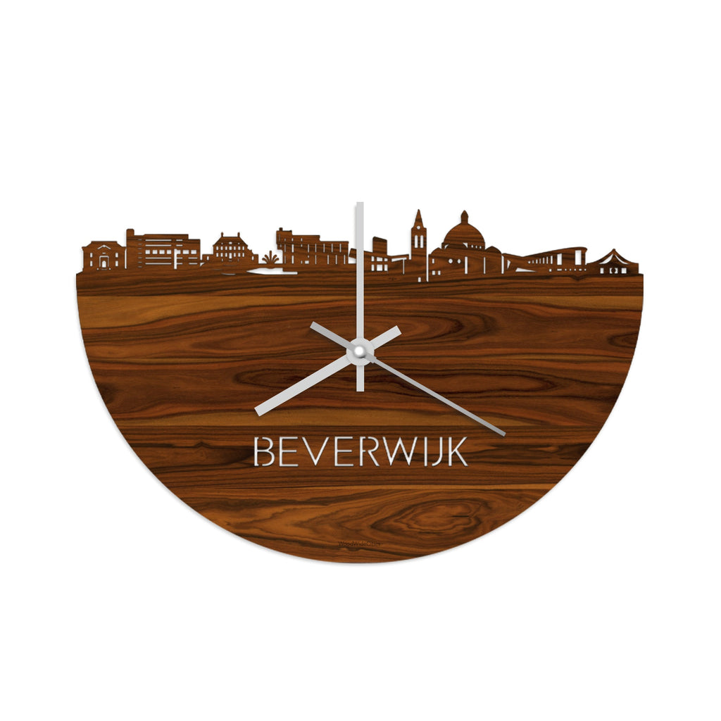 Skyline Klok Beverwijk Palissander houten cadeau wanddecoratie relatiegeschenk van WoodWideCities
