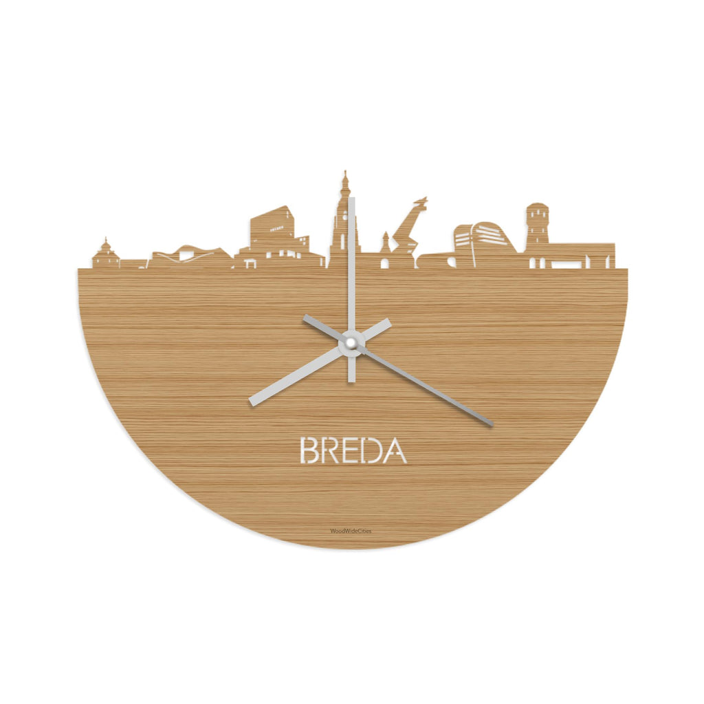 Skyline Klok Breda Bamboe Bamboe  houten cadeau wanddecoratie relatiegeschenk van WoodWideCities