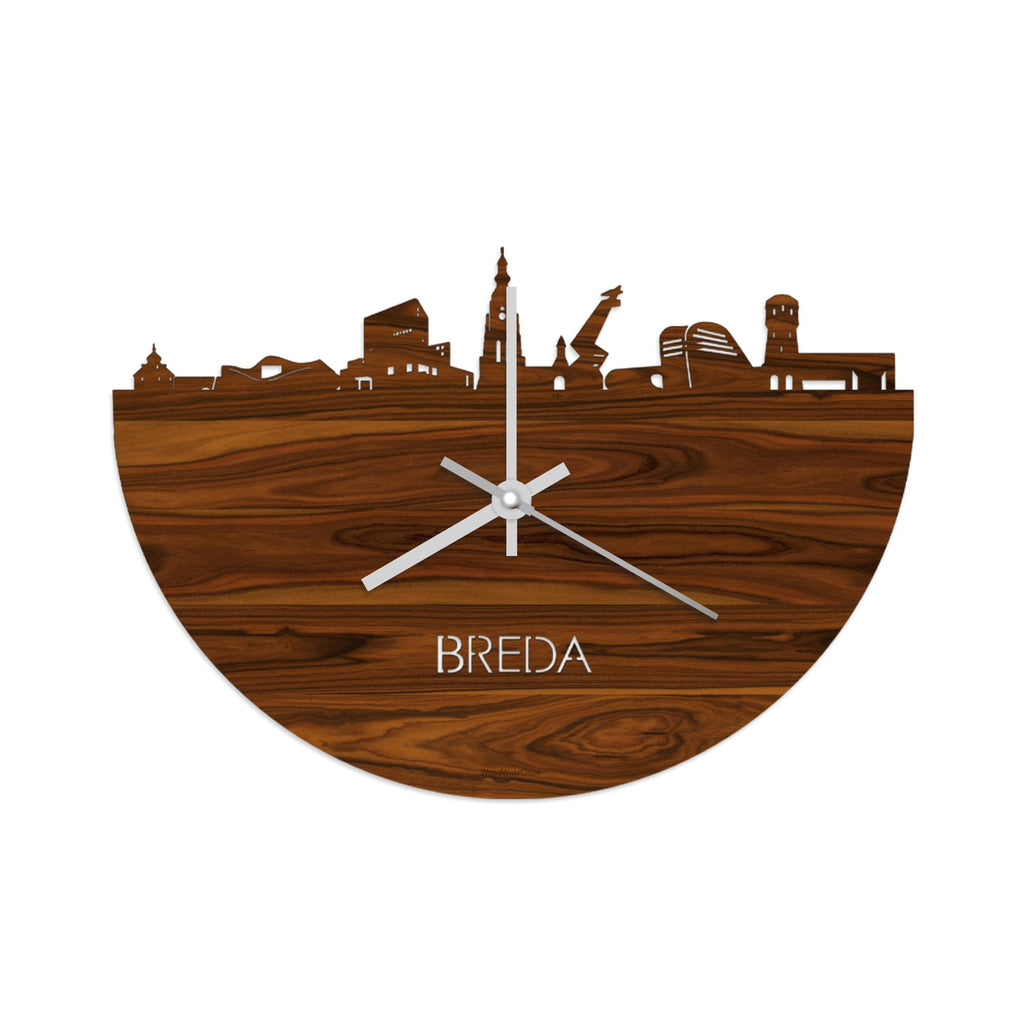 Skyline Klok Breda Palissander Palissander  houten cadeau wanddecoratie relatiegeschenk van WoodWideCities