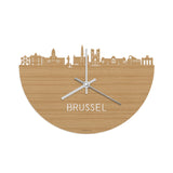 Skyline Klok Brussel Bamboe houten cadeau wanddecoratie relatiegeschenk van WoodWideCities