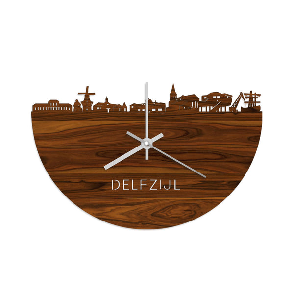 Skyline Klok Delfzijl Palissander Palissander  houten cadeau wanddecoratie relatiegeschenk van WoodWideCities