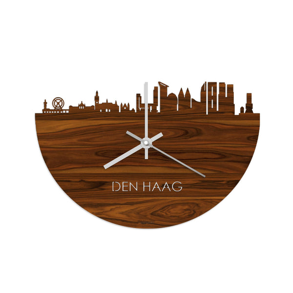 Skyline Klok Den Haag Palissander houten cadeau wanddecoratie relatiegeschenk van WoodWideCities
