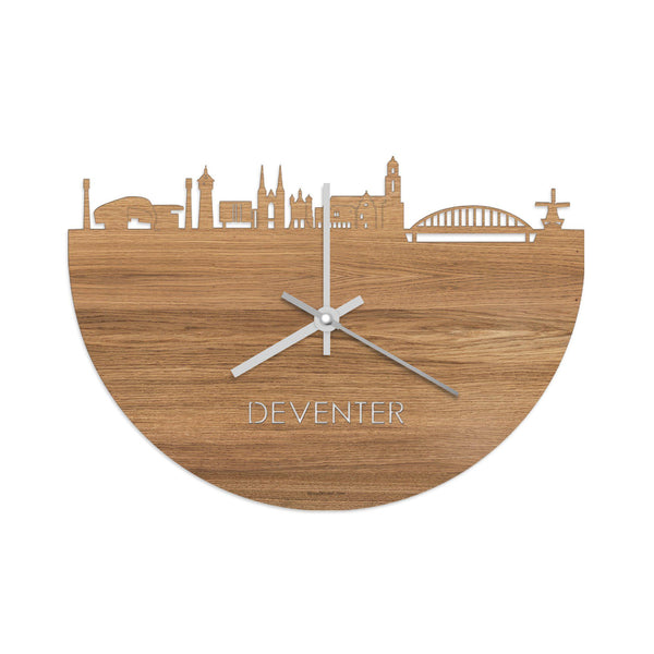Skyline Klok Deventer Eiken houten cadeau wanddecoratie relatiegeschenk van WoodWideCities