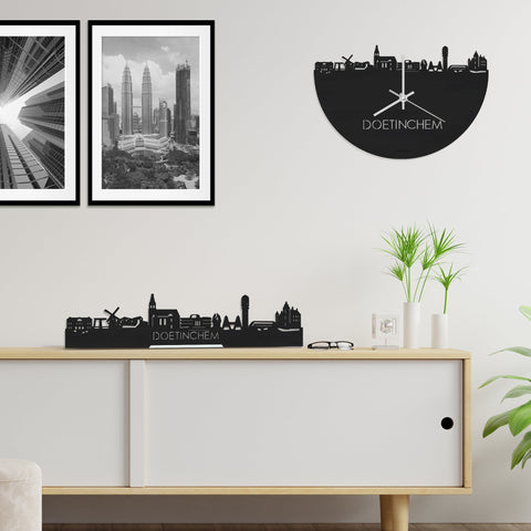 Skyline Klok Doetinchem Black Zwart houten cadeau wanddecoratie relatiegeschenk van WoodWideCities