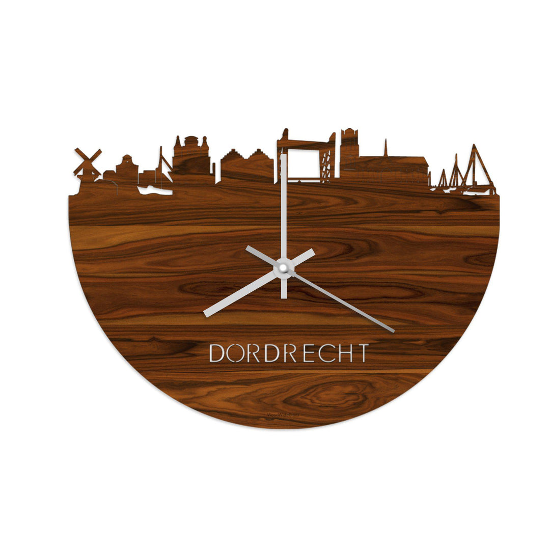 Skyline Klok Dordrecht Palissander houten cadeau wanddecoratie relatiegeschenk van WoodWideCities