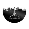 Skyline Klok Dordrecht Zwart glanzend gerecycled kunststof cadeau wanddecoratie relatiegeschenk van WoodWideCities