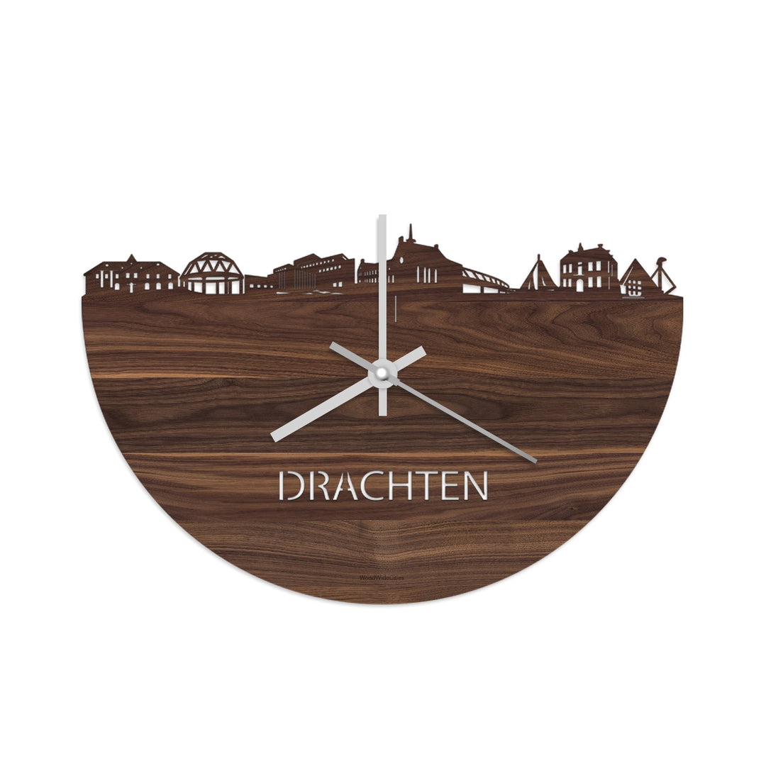Skyline Klok Drachten Noten houten cadeau wanddecoratie relatiegeschenk van WoodWideCities