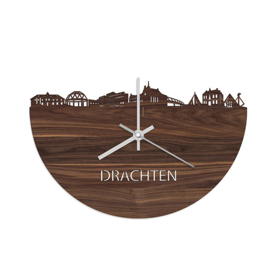 Skyline Klok Drachten Noten houten cadeau wanddecoratie relatiegeschenk van WoodWideCities