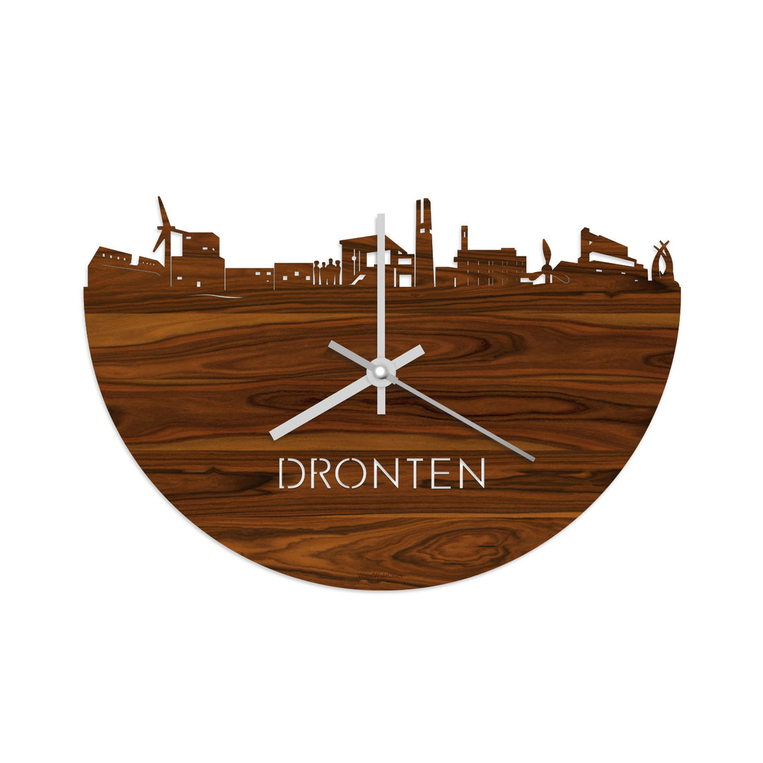 Skyline Klok Dronten Palissander houten cadeau wanddecoratie relatiegeschenk van WoodWideCities