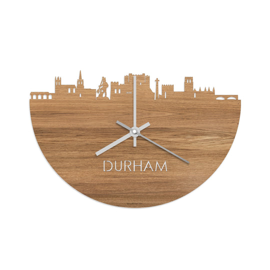 Skyline Klok Durham Eiken houten cadeau wanddecoratie relatiegeschenk van WoodWideCities