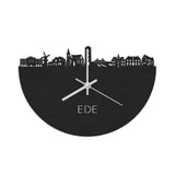 Skyline Klok Ede Black Zwart houten cadeau wanddecoratie relatiegeschenk van WoodWideCities