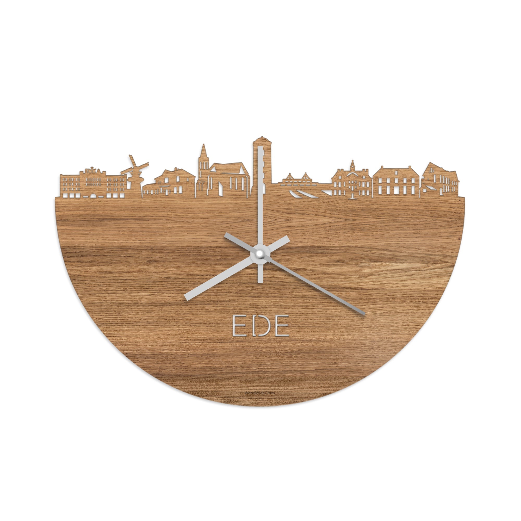 Skyline Klok Ede Eiken houten cadeau decoratie relatiegeschenk van WoodWideCities