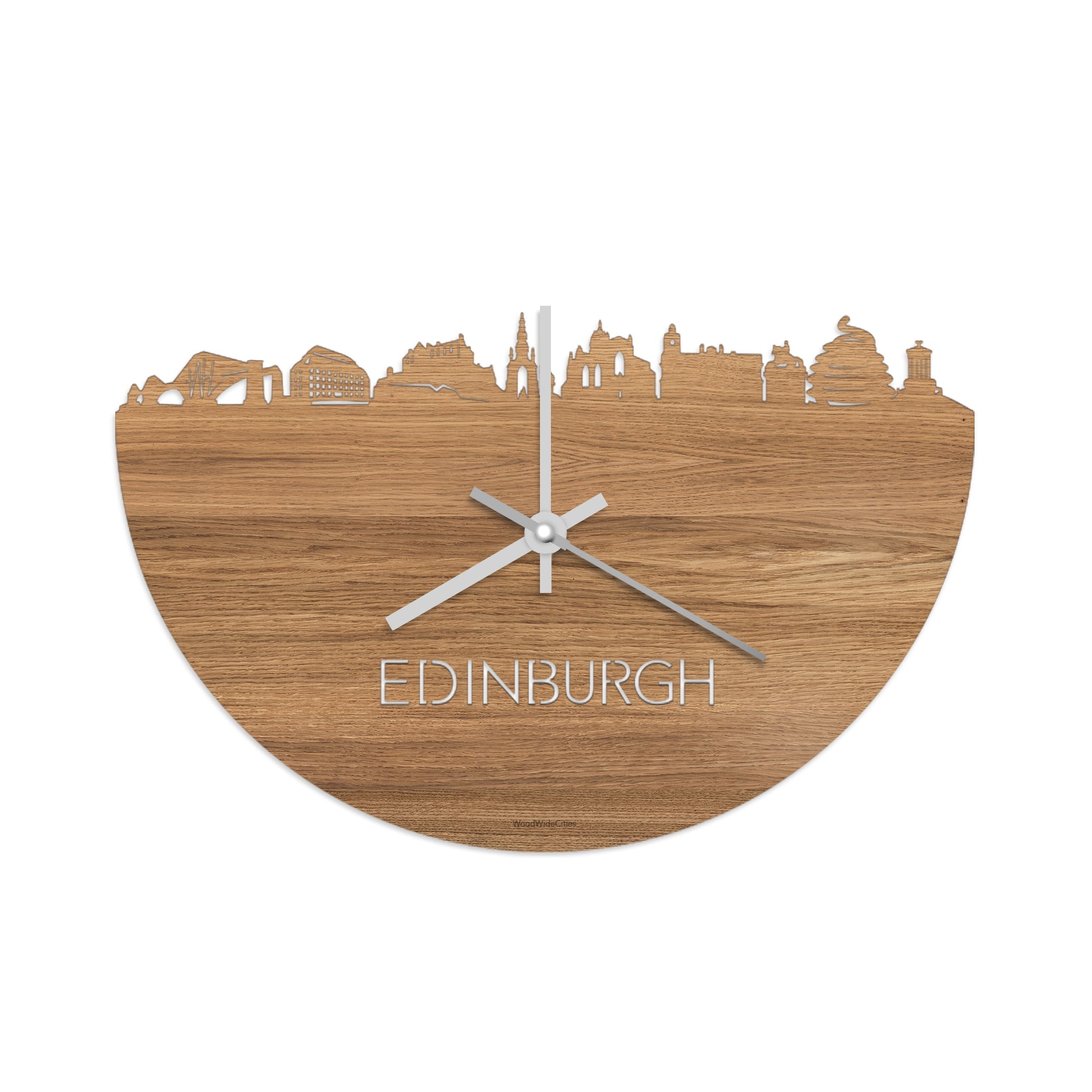 Skyline Klok Edinburgh Eiken houten cadeau wanddecoratie relatiegeschenk van WoodWideCities