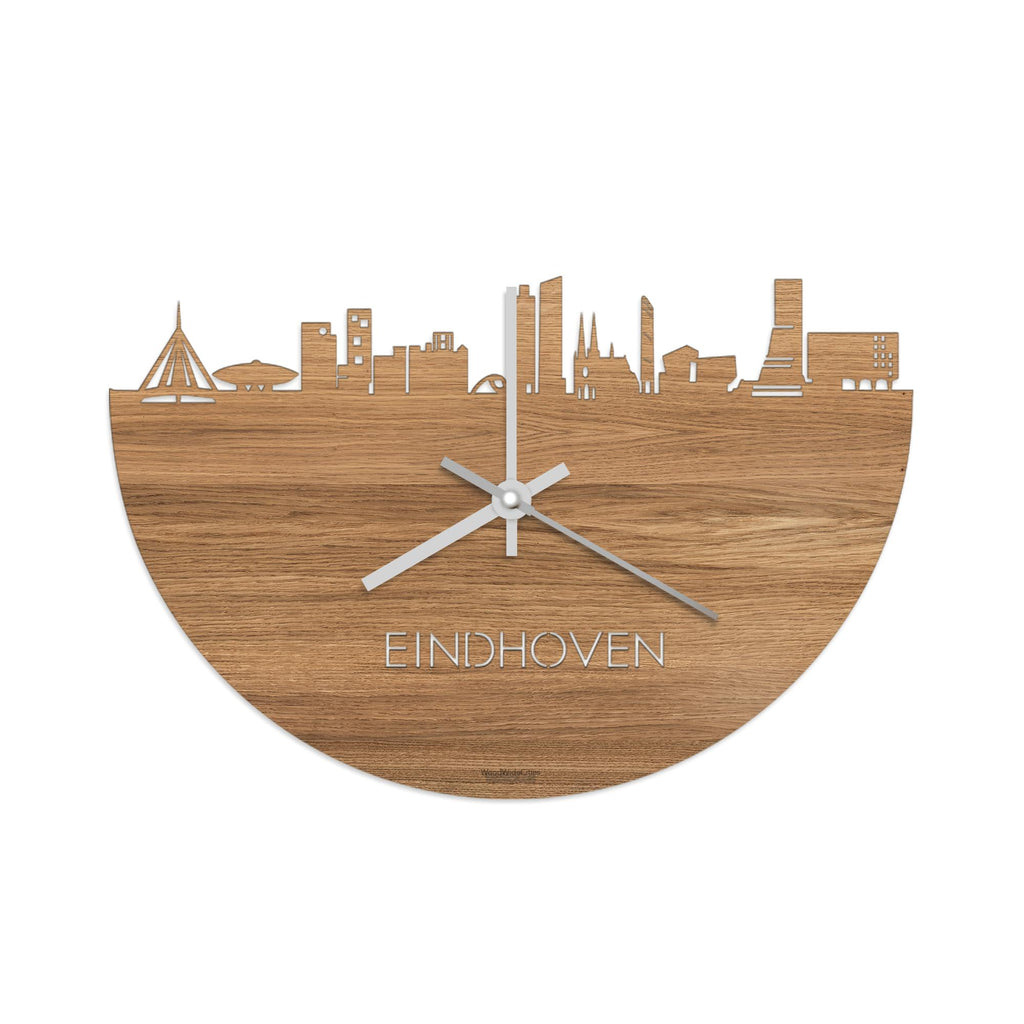 Skyline Klok Eindhoven Eiken houten cadeau wanddecoratie relatiegeschenk van WoodWideCities