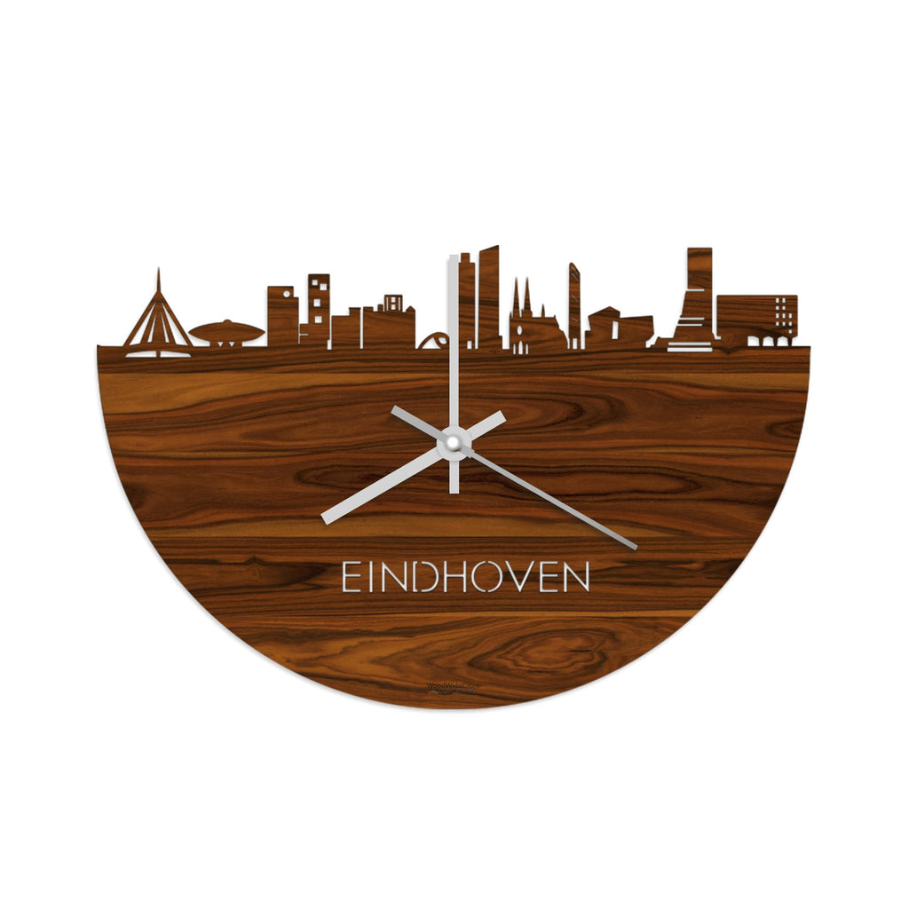 Skyline Klok Eindhoven Palissander houten cadeau wanddecoratie relatiegeschenk van WoodWideCities